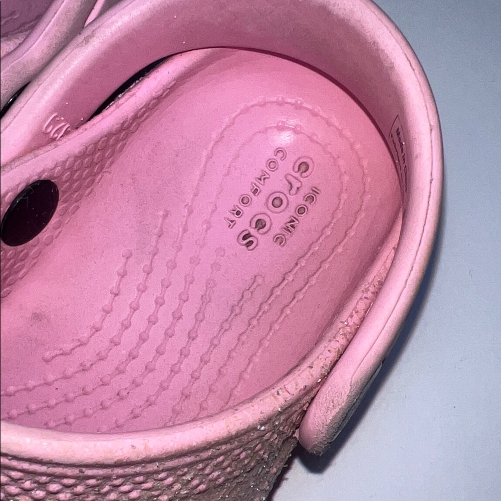 CROCS Kids Glittery Pink Sandals - Picture 2 of 10